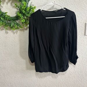 Massimo Dutti Black Long Sleeve Blouse Sz XS